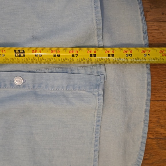 A.N.A WOMENS PETITE PLUS SIZE BLUE LIGHT WASH SHORT SLEEVE FRONT BUTTON TOP PXL - Picture 12 of 15